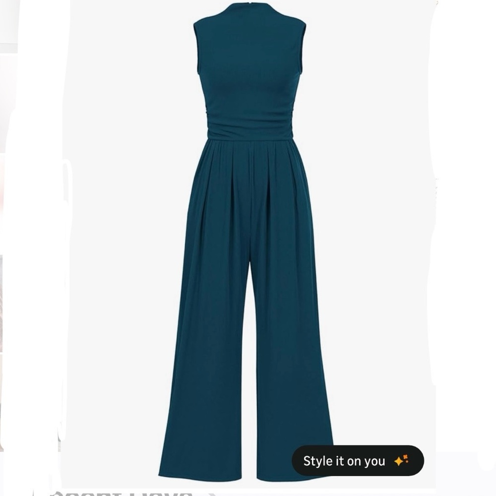 Amazon Teal Sleeveless Jumpsuit